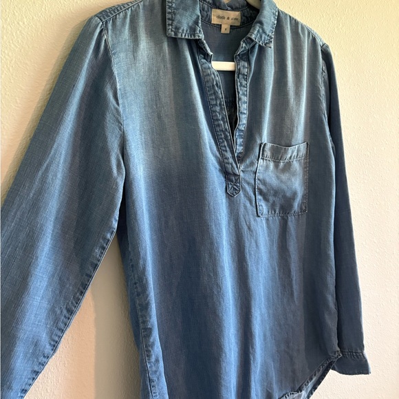 Cloth & Stone Chambray Popover Tunic Top Split-Neck Women’s Small Blue - Picture 4 of 8